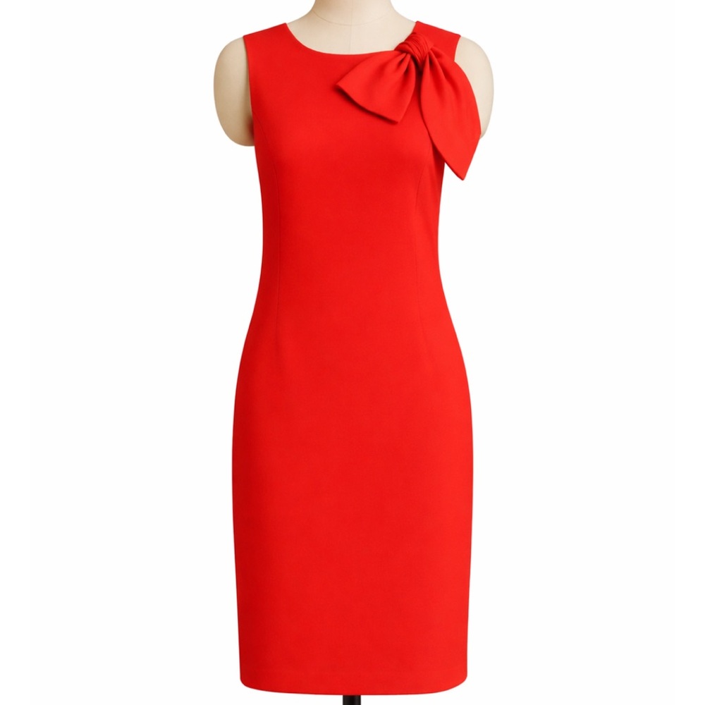 Banana Republic Gorgeous Sleeveless Red Dress with Bow Accent